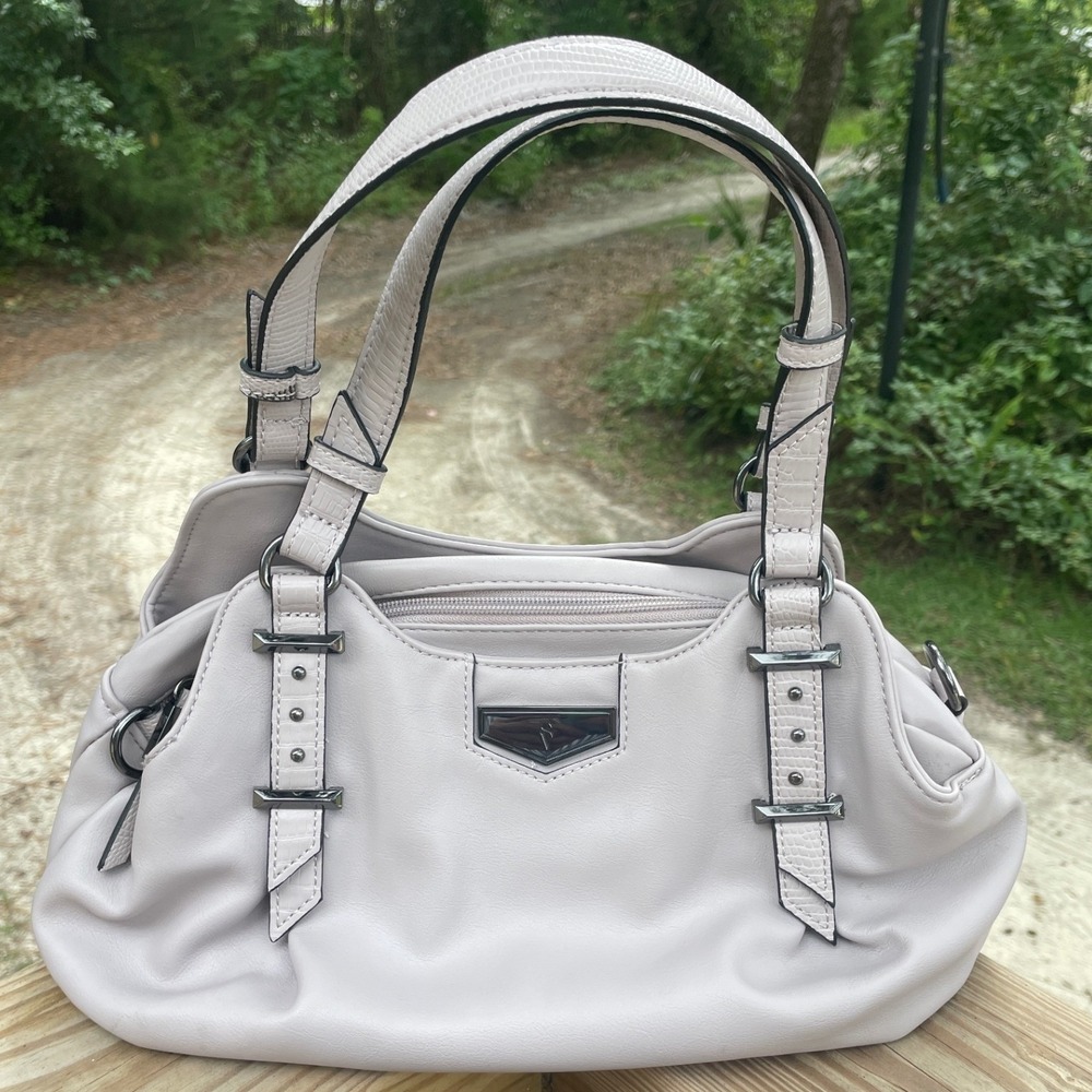 Simply Vera Vera Wang Shoulder Bag Womens Medium Grey Faux Leather Studded Y2K